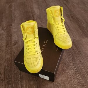 Authentic Gucci Calfskin Coda High Top Sneakers, Size 37